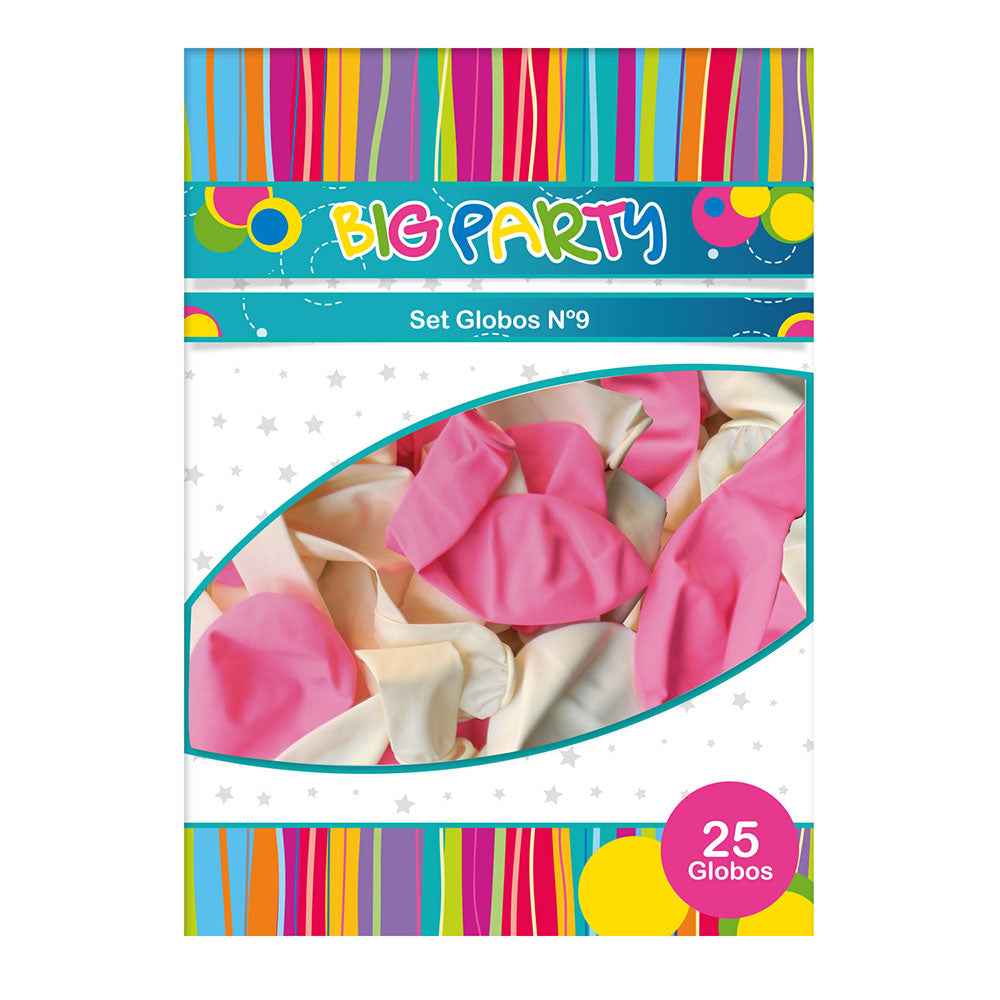 Globo N° 9 Blanco Rosado 25Un Big Party | Big Party